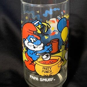 Vintage 1983 Smurf Party Glass, Papa Smurf